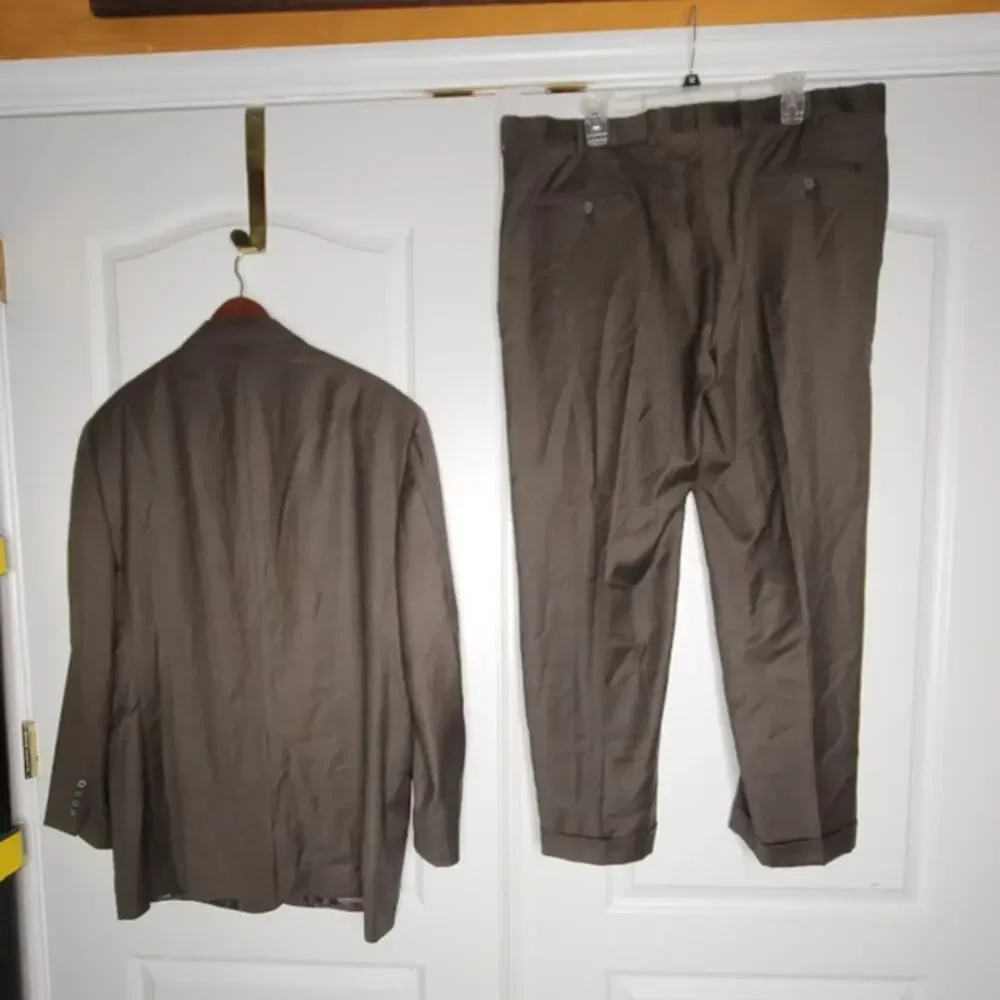 Vintage 80s Brooks Brothers 346 Stretch Pants W42 L31 Brown Cuffed Pant Pleated